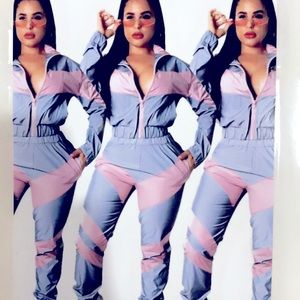 Women’s Jogger Style JumpSuit Grey And Pink (Brand New)